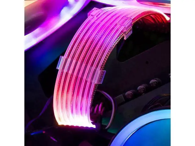 Alt view image 6 of 7 - 2 x 8 Pin(6+2) Addressable RGB GPU Power Extension Cable Triple 8 Pins