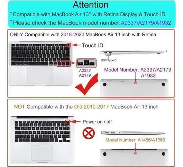 Alt view image 5 of 6 - Compatible with MacBook Air 13 inch Case 2020 2019 2018 Release A2337 M1 A2179 A1932 Retina Display with Touch ID, Protective Plastic Hard Shell Case & Keyboard Cover Skin Blue