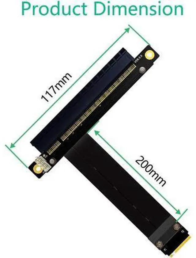 Alt view image 3 of 5 - Graphics Extension Cable NVME M.2 to x16 PCIE Riser M2 to PCI Express Adapter Cable 20cm Full Speed For Bitcoin Miner Mining BTC