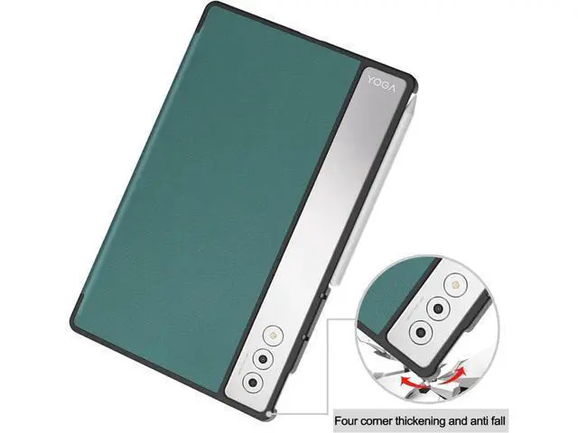 Alt view image 3 of 7 - Case for Lenovo Yoga Tab Plus 12.7 inch 2025 TB520FU, Slim Smart Cover Lightweight Hard Shell Protective Cover with Multi-Angle Stand, Universal Stylus Pen Dark Green