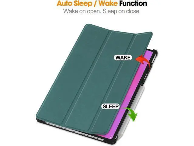 Alt view image 5 of 7 - Case for Lenovo Yoga Tab Plus 12.7 inch 2025 TB520FU, Slim Smart Cover Lightweight Hard Shell Protective Cover with Multi-Angle Stand, Universal Stylus Pen Dark Green