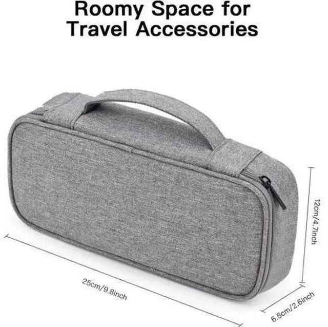 Alt view image 2 of 7 - Cable Organizer Bag, Electronic Organizer Travel Case for Charger & Cords, Travel Accessories, Portable Power Bank Grey