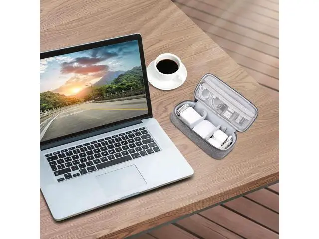 Alt view image 5 of 7 - Cable Organizer Bag, Electronic Organizer Travel Case for Charger & Cords, Travel Accessories, Portable Power Bank Grey