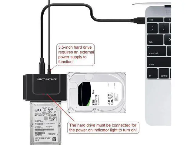 Alt view image 3 of 7 - USB 3.0 to IDE SATA Adapter, USB 3.0 Type C Hard Drive Reader External HDD Converter for 2.5/3.5 inches IDE SATA HDD SSD, DVD/CD Optical Drive, 12V/2A Power Adapter Included