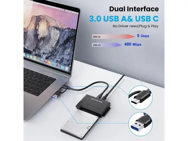 Alt view image 5 of 7 - USB 3.0 to IDE SATA Adapter, USB 3.0 Type C Hard Drive Reader External HDD Converter for 2.5/3.5 inches IDE SATA HDD SSD, DVD/CD Optical Drive, 12V/2A Power Adapter Included
