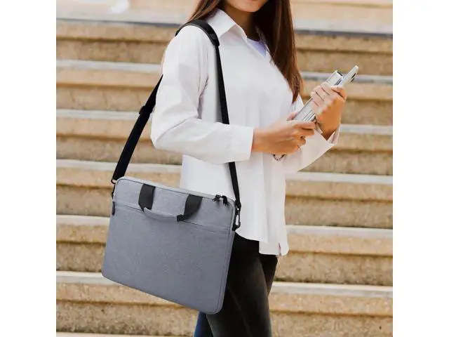 Alt view image 2 of 6 - 15.6-16 Inch Laptop Sleeve Shoulder Bag Waterproof Notebook Chromebook Computer Carrying Case Compatible with 15.6 inch Acer Asus Dell HP Thinkpad Grey