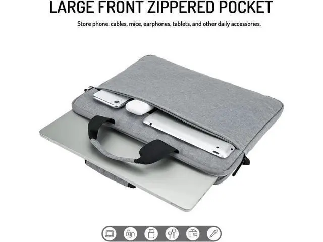Alt view image 3 of 6 - 15.6-16 Inch Laptop Sleeve Shoulder Bag Waterproof Notebook Chromebook Computer Carrying Case Compatible with 15.6 inch Acer Asus Dell HP Thinkpad Grey