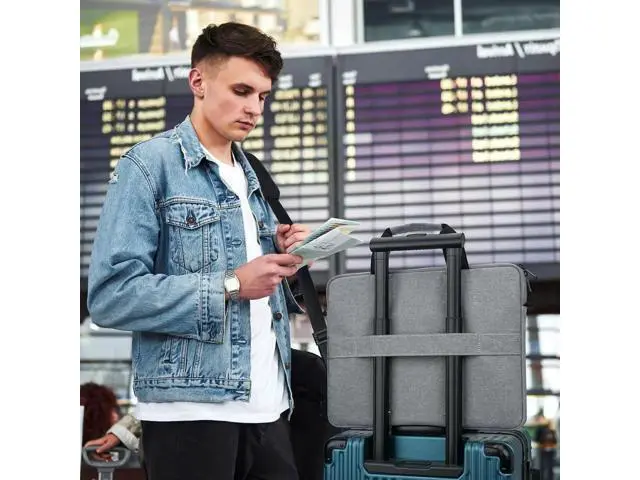 Alt view image 5 of 6 - 15.6-16 Inch Laptop Sleeve Shoulder Bag Waterproof Notebook Chromebook Computer Carrying Case Compatible with 15.6 inch Acer Asus Dell HP Thinkpad Grey