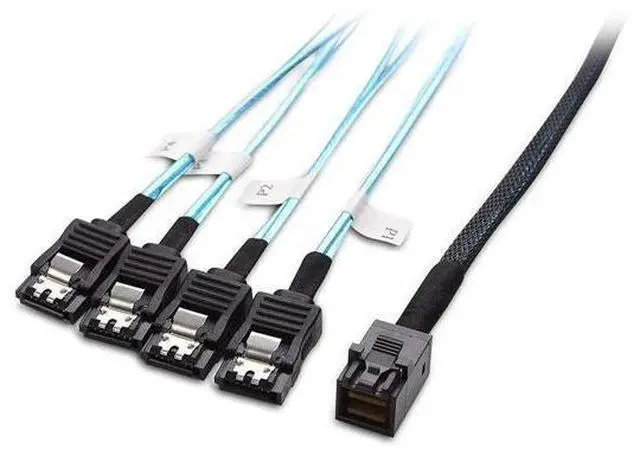 Alt view image 3 of 5 - Internal HD Mini SAS to SATA (SFF-8643 to 4x SATA) Reverse Breakout Cable 3.3 Feet/1mParent