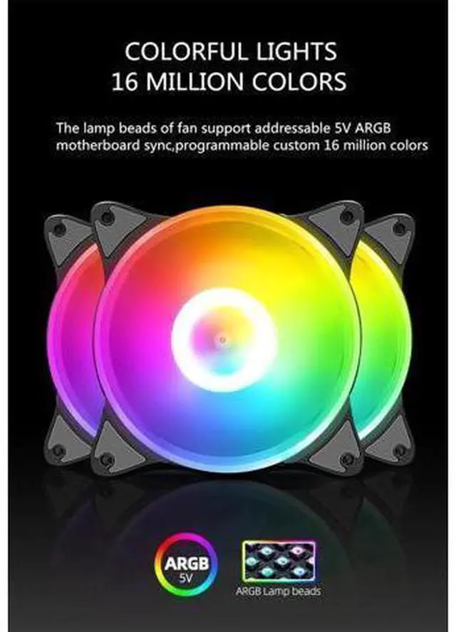 Alt view image 2 of 7 - 120mm Case Fan Cooler PC Air 12cm Cooling Fans 6PIN RGB Radiator 12V Mute Computer ARGB Aura Sync