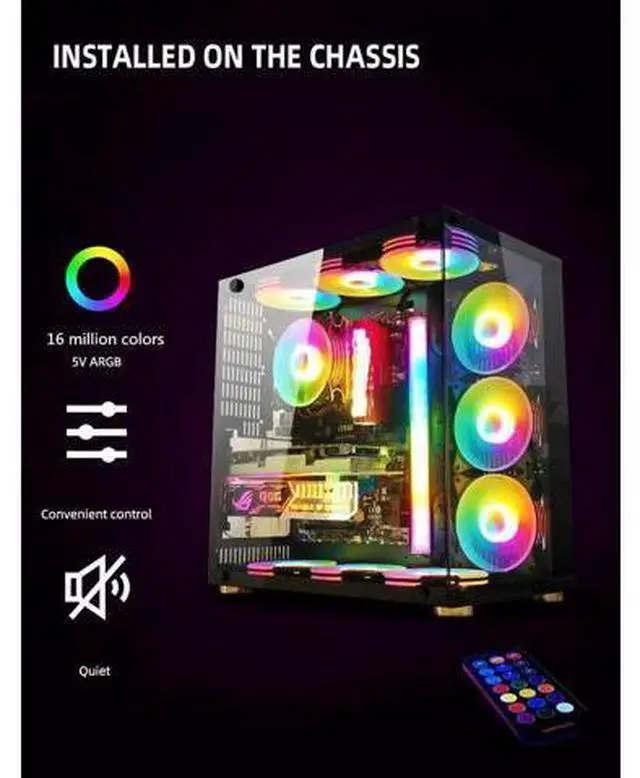Alt view image 3 of 7 - 120mm Case Fan Cooler PC Air 12cm Cooling Fans 6PIN RGB Radiator 12V Mute Computer ARGB Aura Sync
