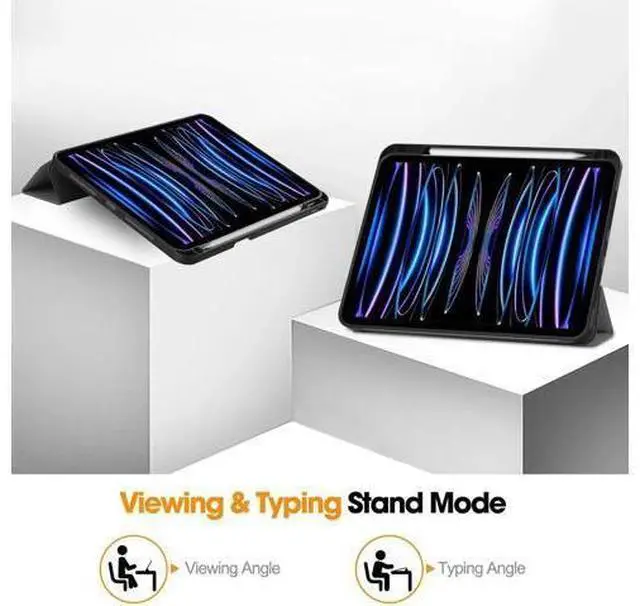 Alt view image 2 of 7 - Case for iPad Pro 11 Inch 2022 2021 2020 2018, Slim Smart Stand Cover for for iPad Pro 11 4th Gen 2022/3rd Gen 2021/ 2nd Gen 2020/1st Gen 2018 with Pencil Holder, Universal Stylus Pen Grey