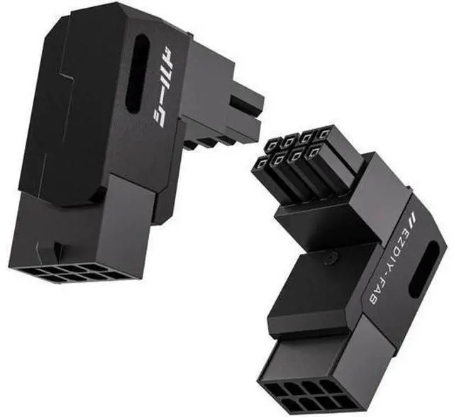 Main image of Shield Series 8-Pin PCIe GPU Power Adapter,90-Degree Angled Connector, Aluminum Design for Graphics Cards Reverse Type,Black-2 Pack