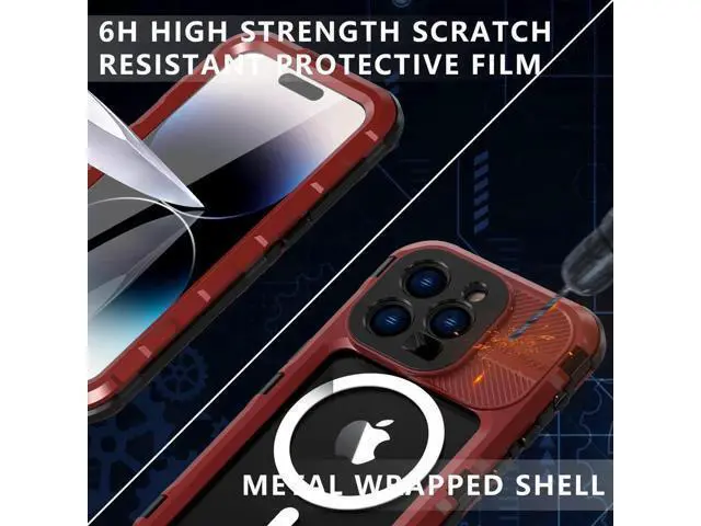 Alt view image 3 of 7 - iPhone 14 Pro Waterproof Case, MagSafe Compatible, Built-in Screen Protector IP68 Underwater Dustproof 360 Full Body Shockproof Protective Cover for iPhone 14 Pro 6.1 inch 2022 Red