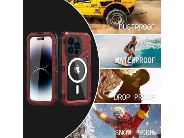 Alt view image 2 of 7 - iPhone 14 Pro Waterproof Case, MagSafe Compatible, Built-in Screen Protector IP68 Underwater Dustproof 360 Full Body Shockproof Protective Cover for iPhone 14 Pro 6.1 inch 2022 Red