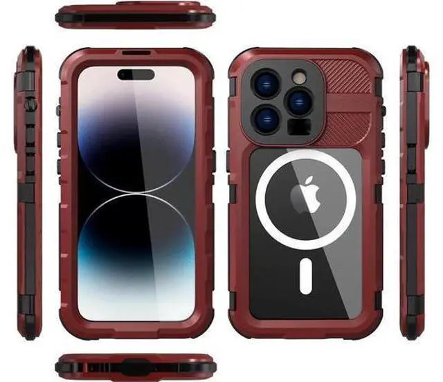 Alt view image 4 of 7 - iPhone 14 Pro Waterproof Case, MagSafe Compatible, Built-in Screen Protector IP68 Underwater Dustproof 360 Full Body Shockproof Protective Cover for iPhone 14 Pro 6.1 inch 2022 Red