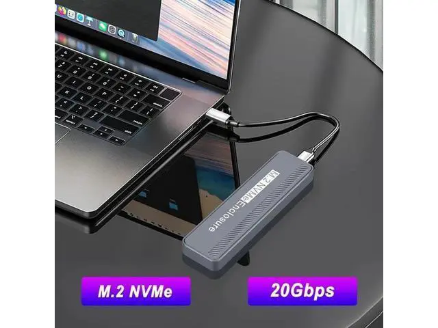 Alt view image 6 of 7 - 20Gbps M.2 NVME Enclosure USB 3.2 GEN 2X2 Type C NVME SSD Enclosure for 2230/2242/2260/2280 NVME SSD M/B+M Key External Case Box