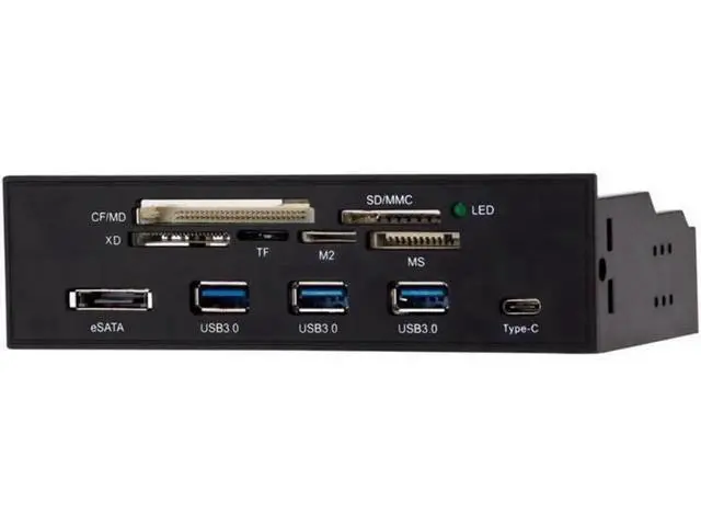 Alt view image 2 of 5 - 5.25 inch PC Computer Front panel All-in-1 Multifunction USB 2.0 card reader with 3 ports USB3.0,Type-C, eSATA ,Support MD,SD/MMC,XD,TF,M2,MS,64G CF card (STW-3125)