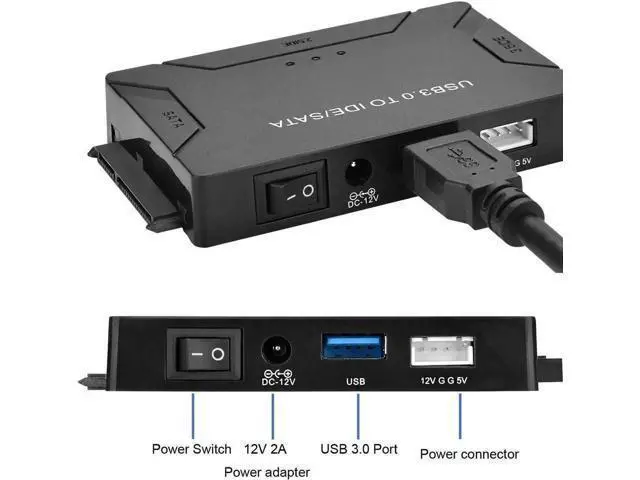 Alt view image 6 of 7 - USB IDE/SATA Adapter, USB 3.0 to SATA IDE Hard Drive Cable Adapter Converter for 2.5" 3.5" IDE External SATA HDD SSD Hard Drives Disks with 12V 2A Power Adapter