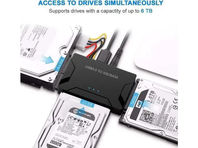Alt view image 7 of 7 - USB IDE/SATA Adapter, USB 3.0 to SATA IDE Hard Drive Cable Adapter Converter for 2.5" 3.5" IDE External SATA HDD SSD Hard Drives Disks with 12V 2A Power Adapter