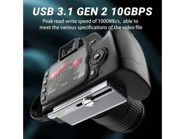 Alt view image 4 of 7 - M.2 NVMe SSD Enclosure with Camera Mounting Screw, USB 3.1 Gen2 10Gbps Transfer Camera Footage, Compatible with PC, phone N/A