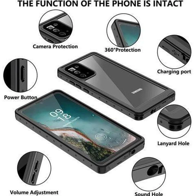Alt view image 2 of 7 - For Samsung Galaxy Note 20 Case Waterproof, Built in Screen Protector 360° Full Body Heavy Duty Protective Shockproof IP68 Underwater Case for Samsung Galaxy Note 20 6.7 inch