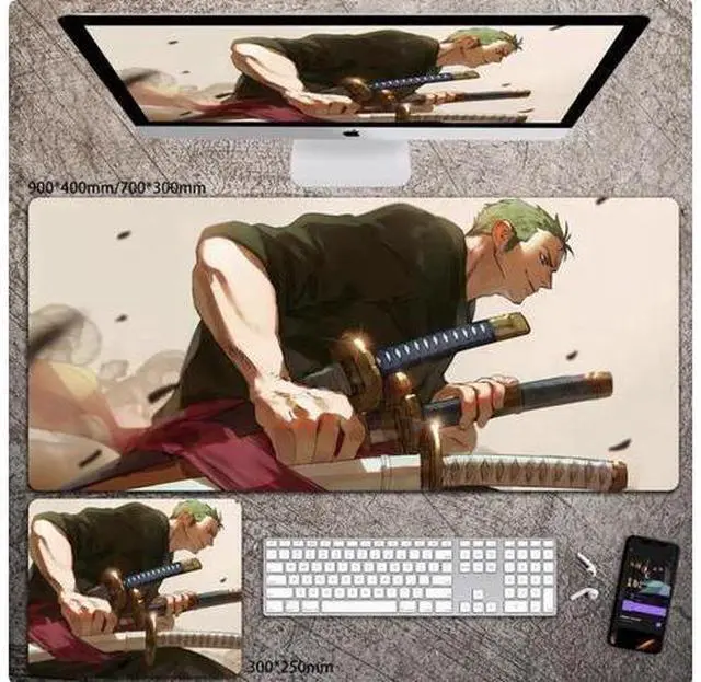 Main image of Anime One Piece ZORO mouse pad Extended Gaming Mouse Pad with Stitched Edges, Large Mouse pad with Non-Slip Rubber Base for Work & Gaming, Office & Home 300*250mm