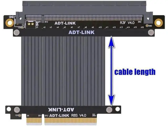 Alt view image 2 of 4 - PCIe 4.0 Riser Cable 4.0 X8 X16 PCI Express Riser Extender Riser Cable for Vertical Mount