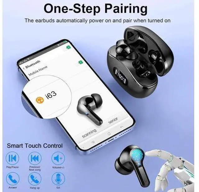 Alt view image 5 of 7 - Wireless Earbuds, Bluetooth 5.3 Headphones In Ear Earphones 4 ENC Noise Cancelling Mic Headphones with HIFI Stereo, 40H Playtime, Type-C Charging Case, IP7 Waterproof Running Ear buds Headphone