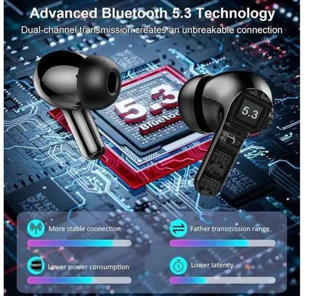 Alt view image 7 of 7 - Wireless Earbuds, Bluetooth 5.3 Headphones In Ear Earphones 4 ENC Noise Cancelling Mic Headphones with HIFI Stereo, 40H Playtime, Type-C Charging Case, IP7 Waterproof Running Ear buds Headphone
