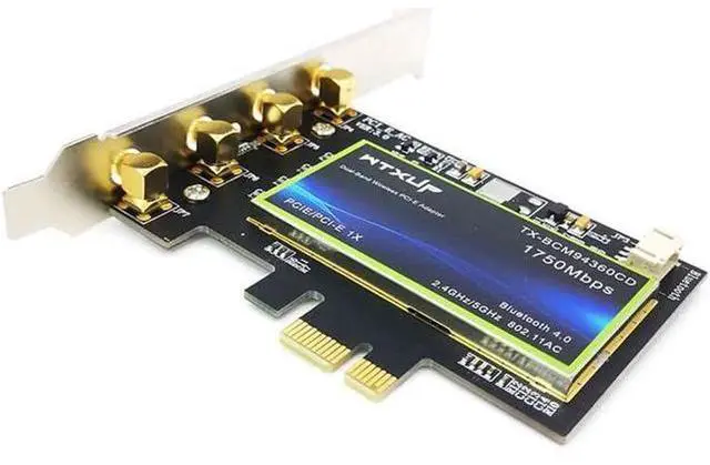 Alt view image 2 of 7 - BCM94360CD 1750M Dual Band 802.11ac Desktop PCIe Wifi Card Wireless Adapter Bluetooth 4.0 BCM94360 For MacOS Hackintosh Windows