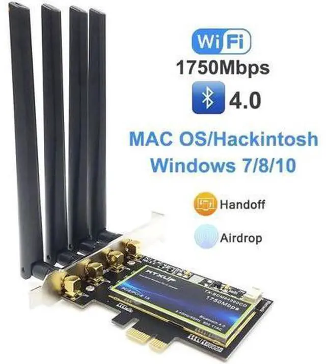 Main image of BCM94360CD 1750M Dual Band 802.11ac Desktop PCIe Wifi Card Wireless Adapter Bluetooth 4.0 BCM94360 For MacOS Hackintosh Windows