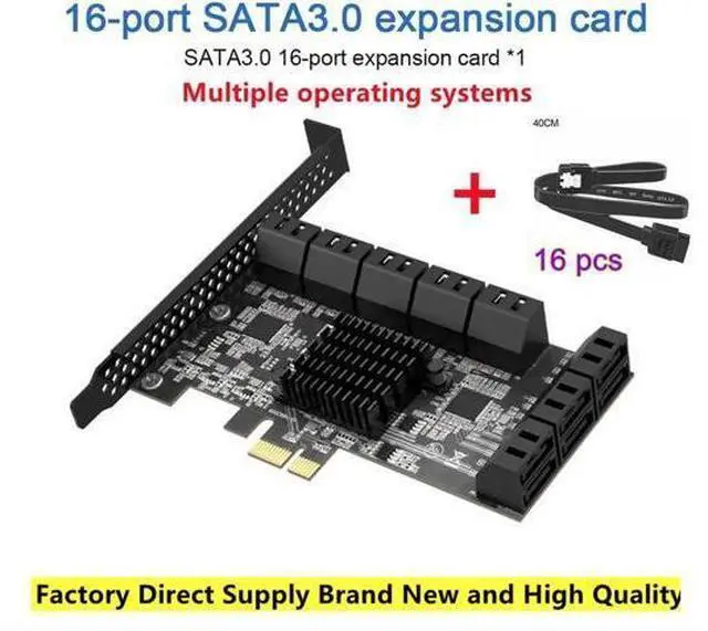 Main image of PCIE SATA Expansion Card PCIE 1X to 16-Port SATA3.0 6Gbps SATA III Multi-Port Hard Disk Adapter Riser Card for PC Computer