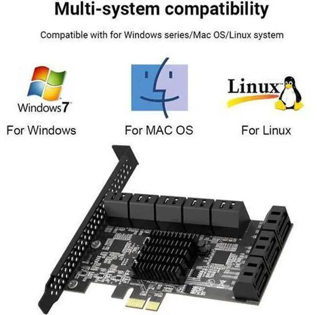 Alt view image 2 of 7 - PCIE SATA Expansion Card PCIE 1X to 16-Port SATA3.0 6Gbps SATA III Multi-Port Hard Disk Adapter Riser Card for PC Computer