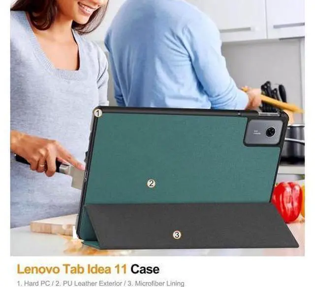 Alt view image 4 of 7 - Case for Lenovo Tab Idea 11 inch 2025 / Xiaoxin Pad 11 2025 Slim Smart Cover Lightweight Hard Shell Protective Cover with Multi-Angle Stand, Universal Stylus Pen Dark Green