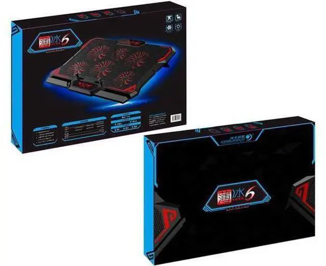 Alt view image 6 of 7 - Gaming Laptop Cooler Notebook Cooling Pad 6 Silent Red LED Fans Powerful Air Flow Portable Adjustable Laptop Stand 2600RPM Laptop Cooling Pad