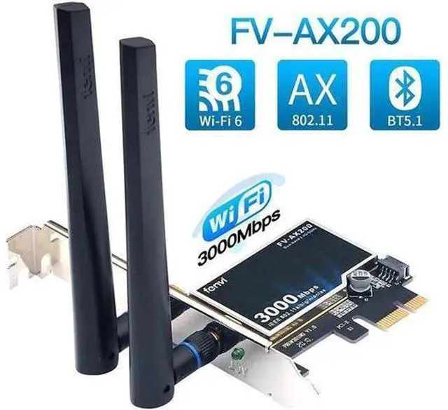 Main image of WiFi 6 Dual Band 3000Mbps AX200 PCIE Wireless WiFi Card MU-MIMO OFDMA with Bluetooth 5.1 Ultra-Low Latency