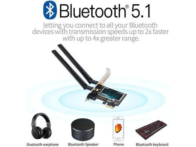 Alt view image 5 of 7 - WiFi 6 Dual Band 3000Mbps AX200 PCIE Wireless WiFi Card MU-MIMO OFDMA with Bluetooth 5.1 Ultra-Low Latency