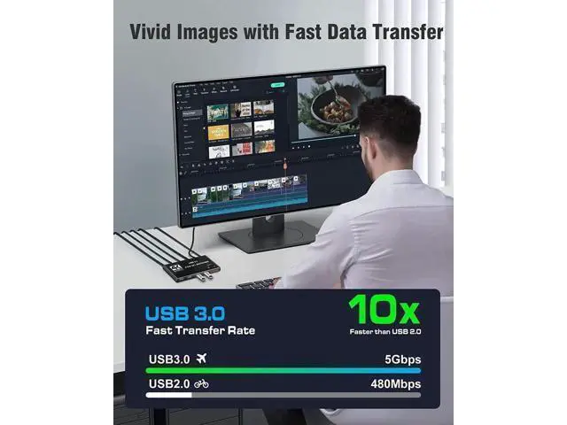 Alt view image 2 of 7 - USB 3.0 KVM Switch HDMI 2 Port Box,4K@120Hz HDMI USB KVM Switches for 2 Computers Share Keyboard Mouse Printer and 1 HD Monitor, Aluminum USB Switcher Compatible with Mac Windows Linux