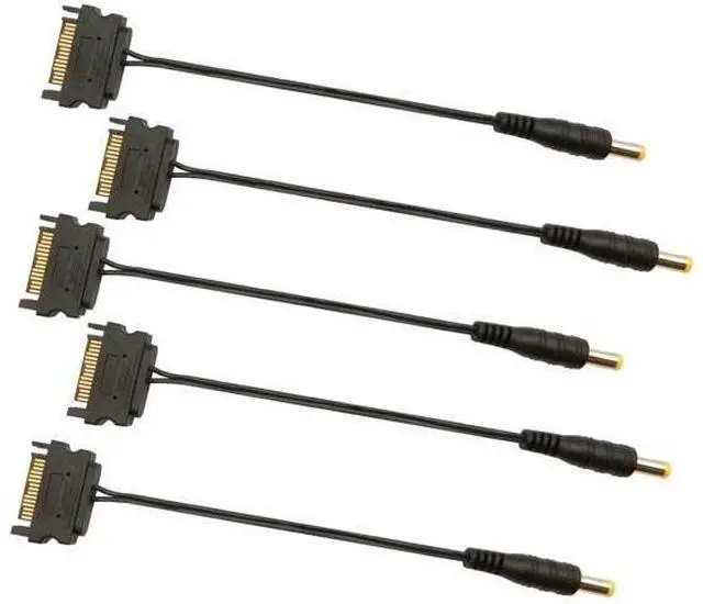 Main image of 5Pcs 15Pin SATA to DC 5.5mm x 2.1mm Male Power Supply Adapter Cable LED Chassis Light Tape Controller Power Connection Cable for Computer LED Strips