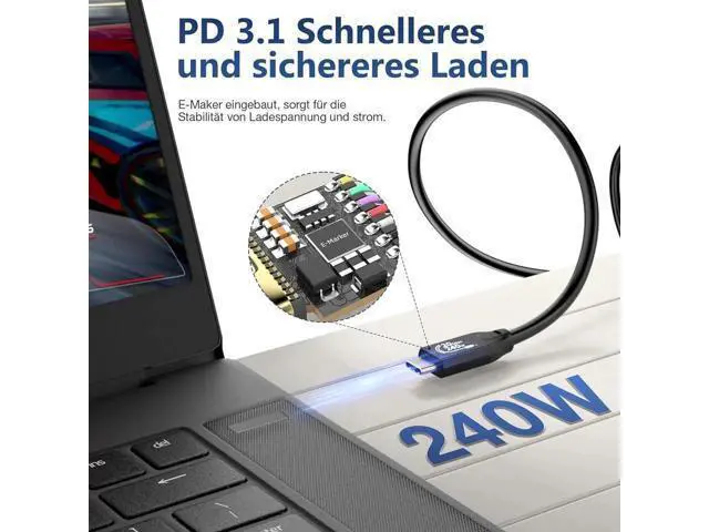Alt view image 7 of 7 - USB C Extension Cable 240W/20Gbps 5M 16.5FT, USB C 3.2 Gen2 48V/5A PD3.1, 4K@60Hz Video Output Cord, USB Male to Male Connection Suport Thunderbolt 3