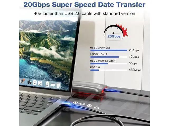 Alt view image 6 of 7 - USB C Extension Cable 240W/20Gbps 5M 16.5FT, USB C 3.2 Gen2 48V/5A PD3.1, 4K@60Hz Video Output Cord, USB Male to Male Connection Suport Thunderbolt 3