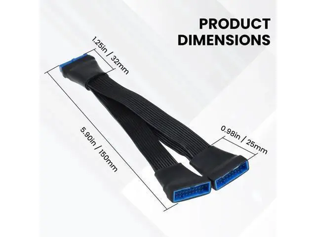 Alt view image 3 of 7 - Aomoproing 2Pcs USB 3.0 Header Splitter Extension Cable, 19/20 Pin 1 to 2 Y Internal Hub Splitter, Internal Adapter DIY-Cable for Motherboard (5.9 inch)