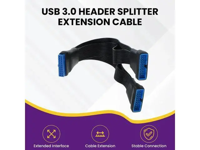 Alt view image 6 of 7 - Aomoproing 2Pcs USB 3.0 Header Splitter Extension Cable, 19/20 Pin 1 to 2 Y Internal Hub Splitter, Internal Adapter DIY-Cable for Motherboard (5.9 inch)