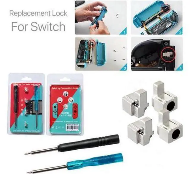 Alt view image 4 of 7 - Joy-Con Metal Buckles Replacement Parts for Nintendo Switch Joy Con Repair Replacement Latches Left and Right Lock Buckles with Screwdrivers