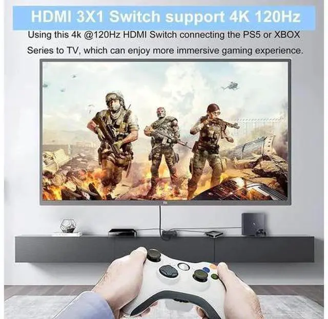 Alt view image 4 of 14 - 3 in 1 Out HDMI 2.1 Switch 8K@60Hz, 4K@120Hz HDMI Switcher 3 Port, 8K HDMI Auto Switch 3x1 Selector with IR Remote for Xbox,PS5,PS4,UHD TV, Support 48Gbps, HDCP 2.3,HDR 10+, 1080P@240Hz