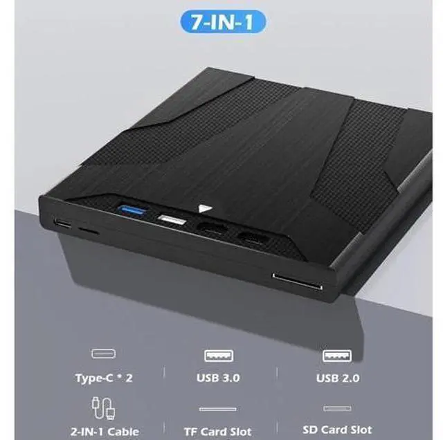 Alt view image 5 of 7 - 8 in 1 External CD/DVD Drive for Laptops, Slot-Loading Portable CD Reader for Laptop, CDs Drive External USB 3.0 & Type C CD DVD Drive Externals CD Burner Compatible with PC Windows Linux MacOS