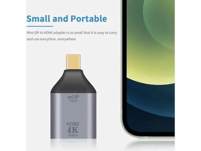 Alt view image 5 of 7 - Aomoproing Mini DisplayPort to HDMI Adapter 4K Mini DP to HDMI Adapter Male to Female Mini Display Port to HDMI Converter Gold Plated Adapter for MacBook Microsoft Surface Pro 2pack