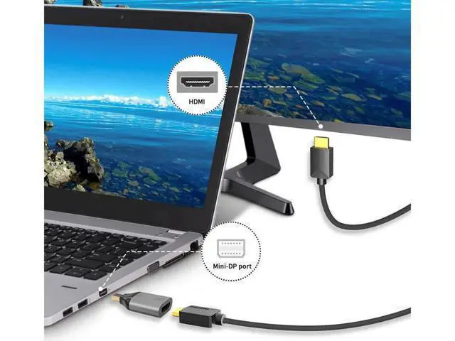Alt view image 6 of 7 - Aomoproing Mini DisplayPort to HDMI Adapter 4K Mini DP to HDMI Adapter Male to Female Mini Display Port to HDMI Converter Gold Plated Adapter for MacBook Microsoft Surface Pro 2pack