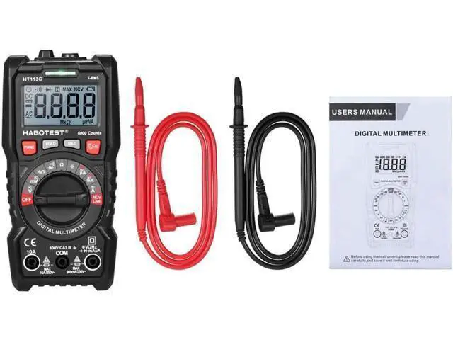 Alt view image 3 of 7 - HABOTEST HT113C NCV Digital Multimeter Auto Range True RMS 6000 Counts AC/DC Voltage Meter Flash light Backlight Large Screen